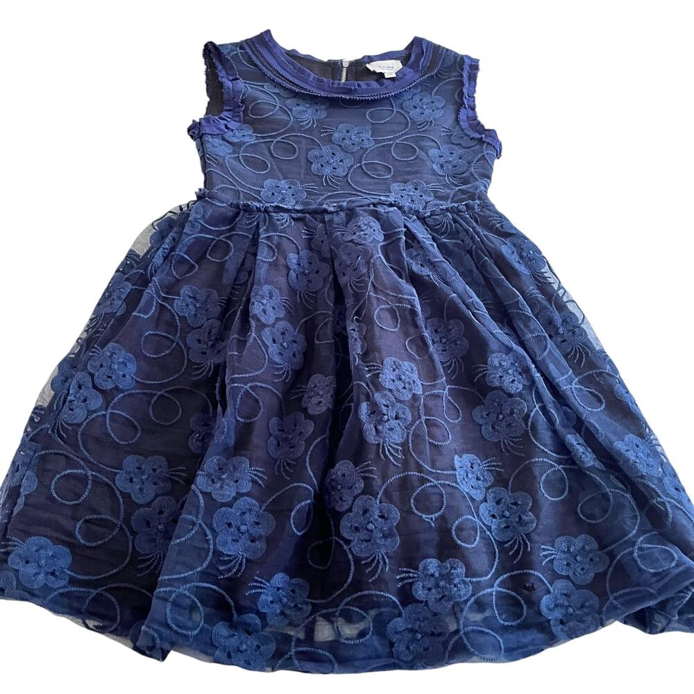 Tvisha girls navy floral lace sleeveless party dress size 5
